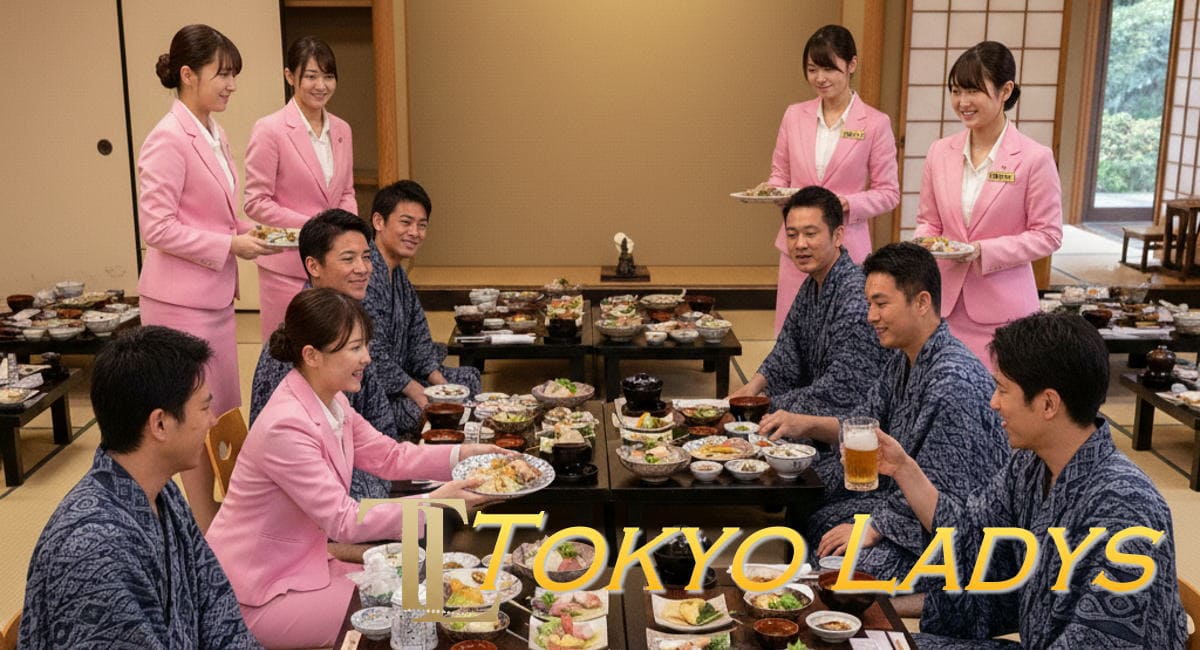 宴会場お座敷で接客しているコンパニオン達