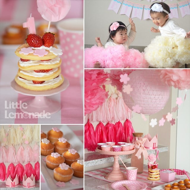ラズベリーピンクの桜ファーストバースデイ パーティーレポート : Sakura Themed First Birthday Party Report