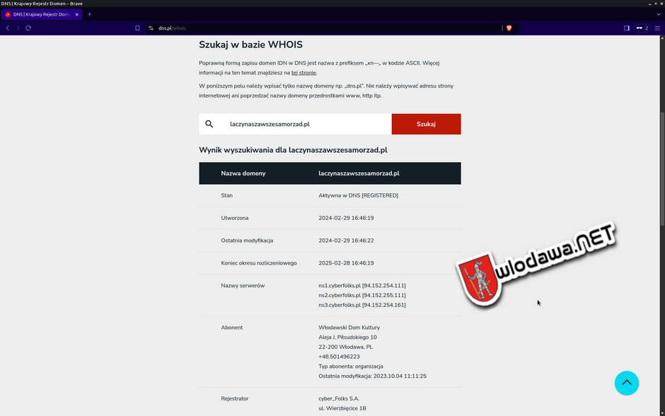 Włodawa: O tym jak Włodawski Dom Kultury kupił domeny internetowe zorganizowanej grupie wyborczej      Wydarzenia z miasta Włodawy powiat włodawskiego i gminy Włodawa oraz  Polesie Zachodnie na Sygnale i 24 na dobę