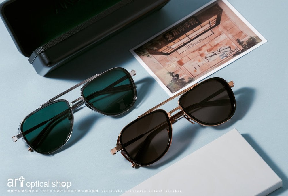 AKONI TITANIUM AKS 525B/525C 時尚雙槓飛行員太陽眼鏡