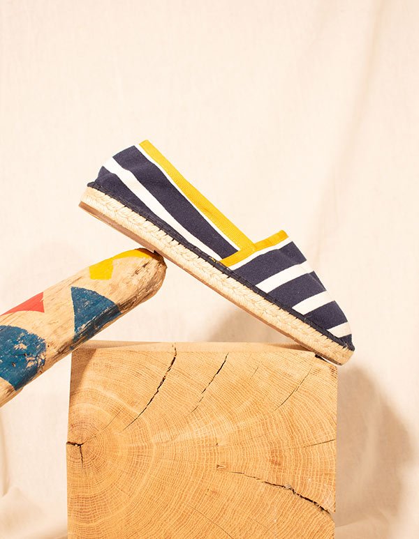 Espadrilles Toile Rayée Marine jaune BRESTOISE marine
