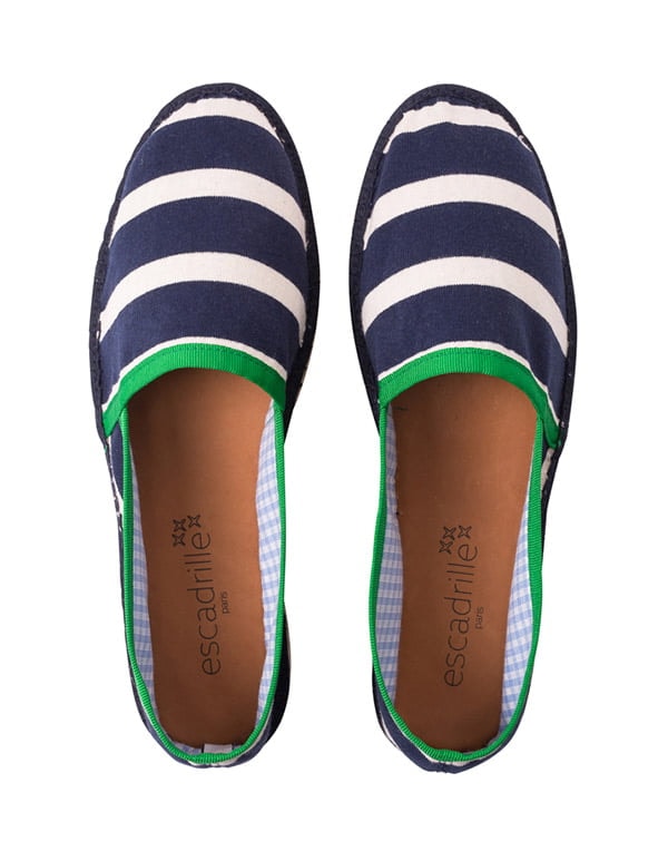 Espadrilles Toile Rayée Vert BRESTOISE marine v