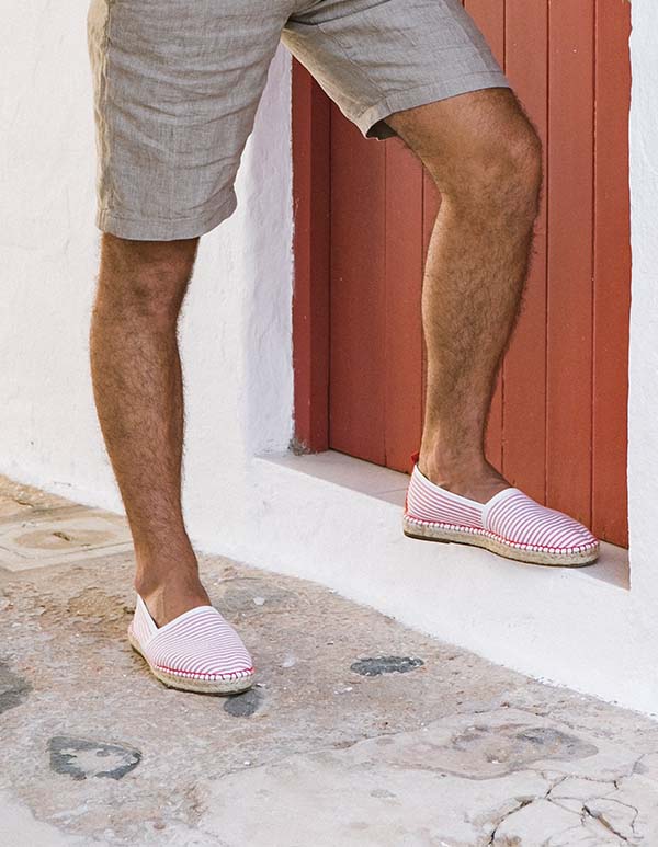 Espadrilles Toile Rayée Rouge ESTACADE
