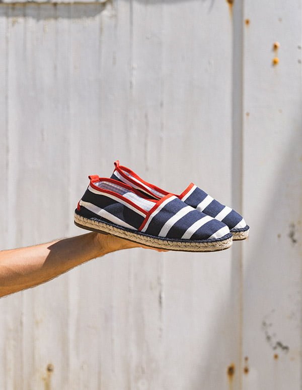 Espadrilles Toile Rayée Rouge BRESTOISE marine