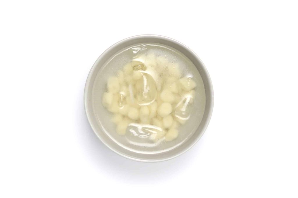 Gnocchi submerged in ice water