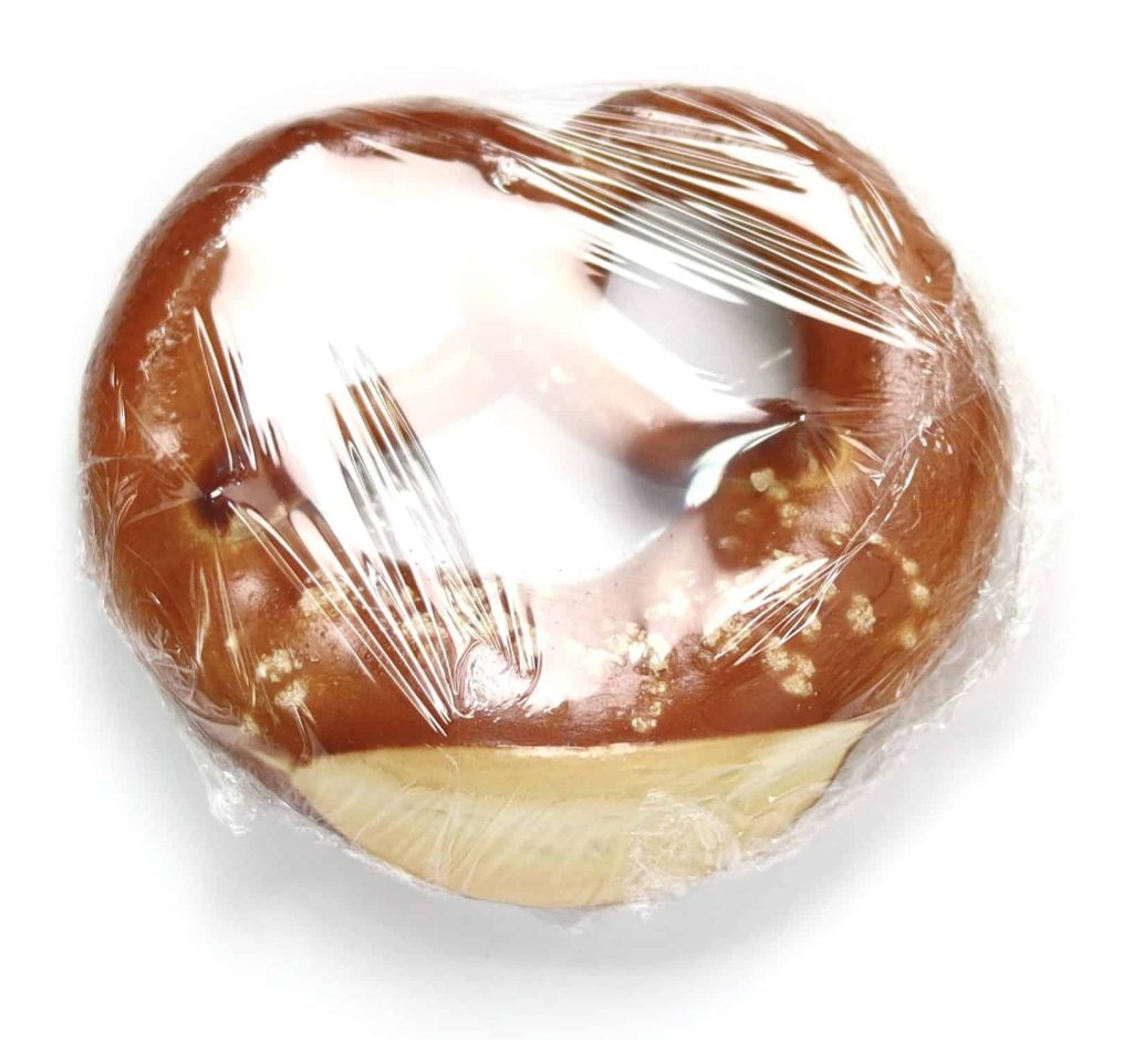 Soft Pretzel Kept In Plastic Wrap