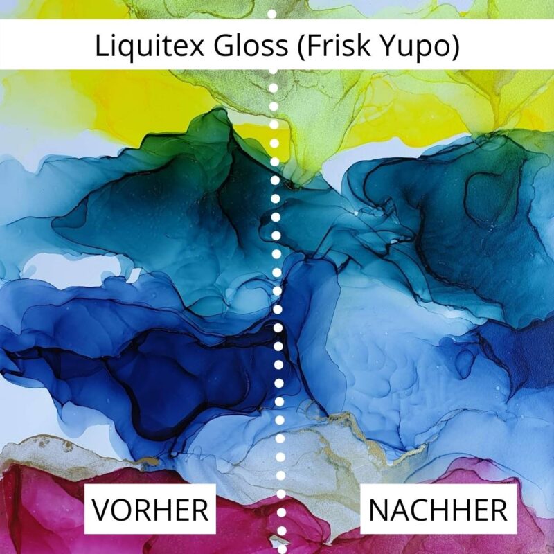 Alcohol Ink Versiegeln Ergebnis: Liquitex Gloss Varnish auf Frisk Yupo