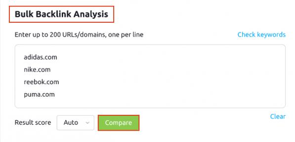 Bulk Backlink Analysis tool