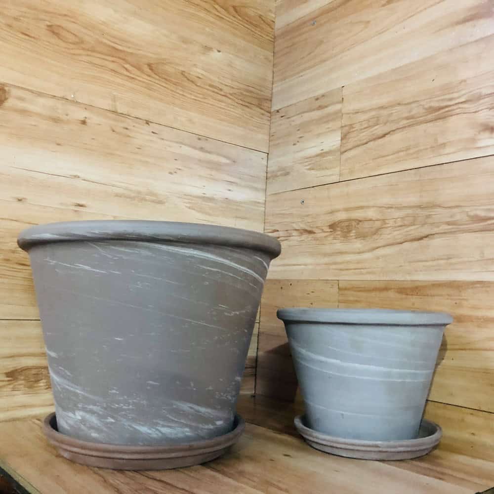 כלי טרקוטה קונוס אפור מגוון + צלחת