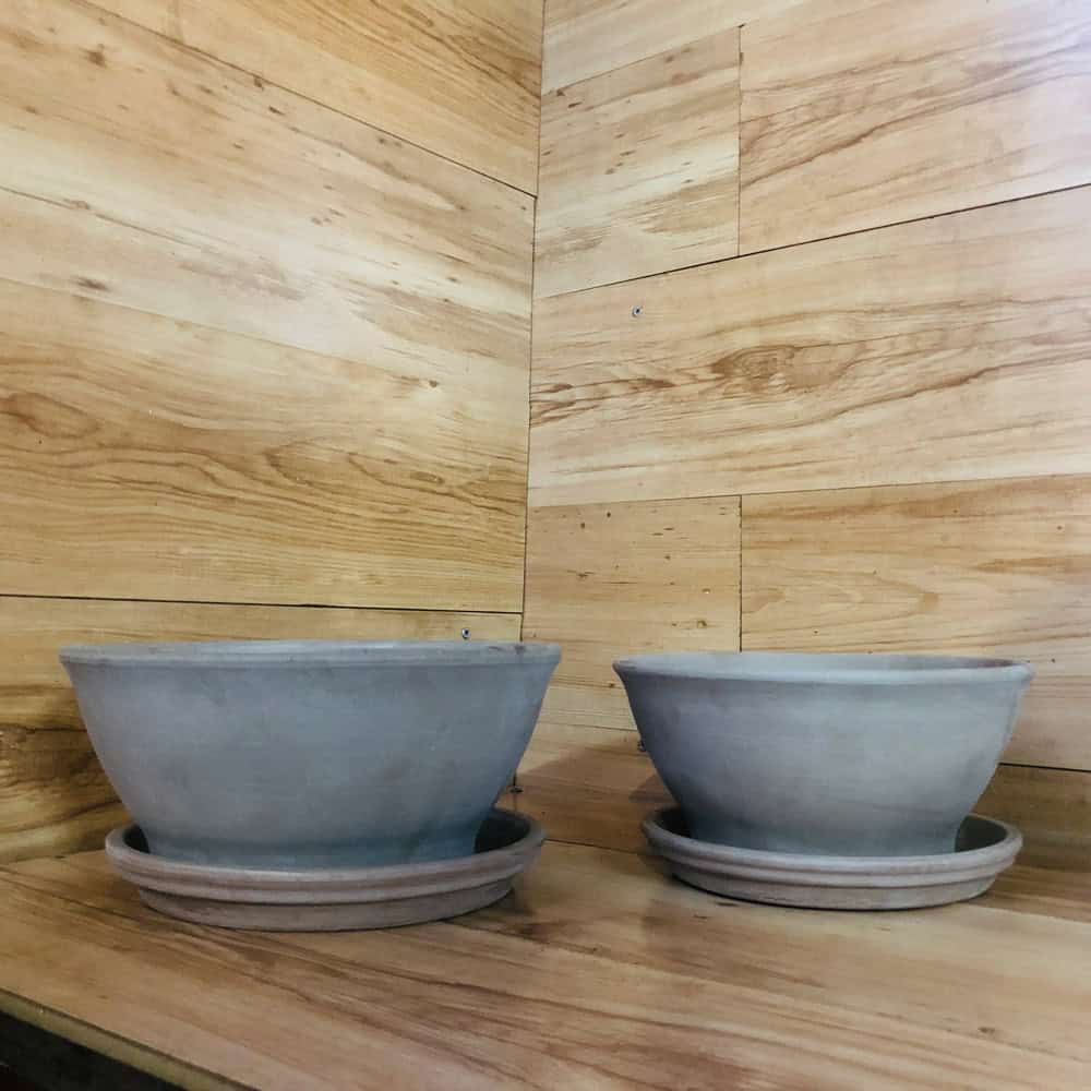 כלי טרקוטה קערה אפור בינוני + צלחת