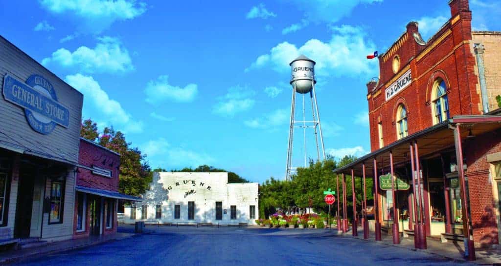 Gruene Center with shops and Gruene Hall.