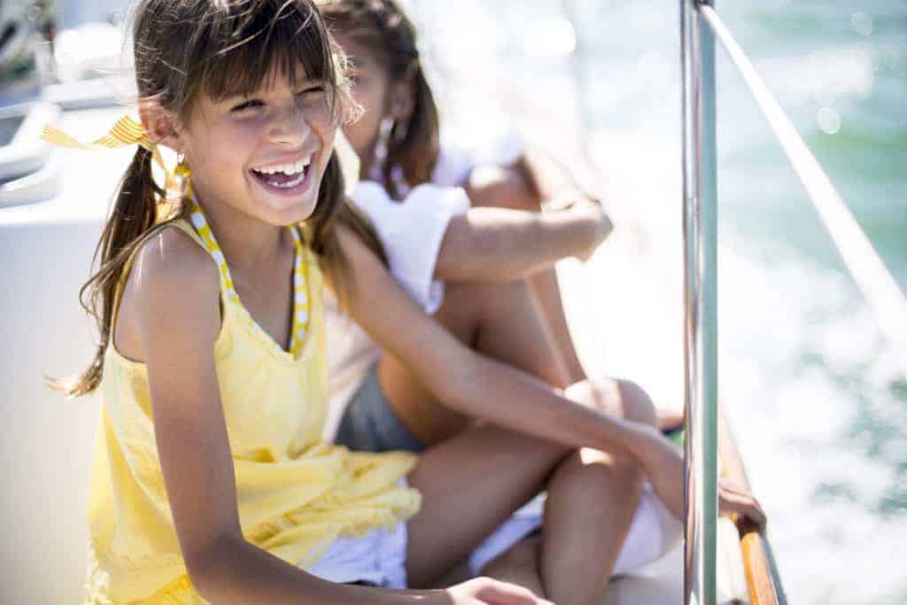 Family on a sailboat.