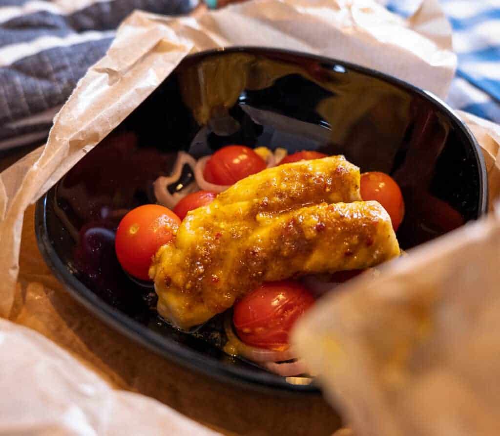 Curry Rotbarsch aus der Kochtüte