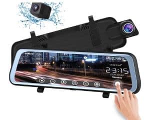 rear view mirror in a car with backup camera