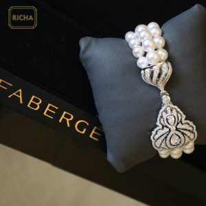 Contemporary Pearl and Diamond Bracelet