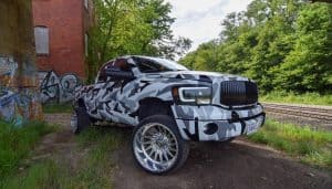 truck with camouflage wrap