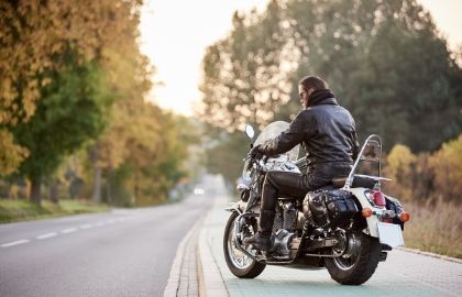 motorcycle with man in leather jacket