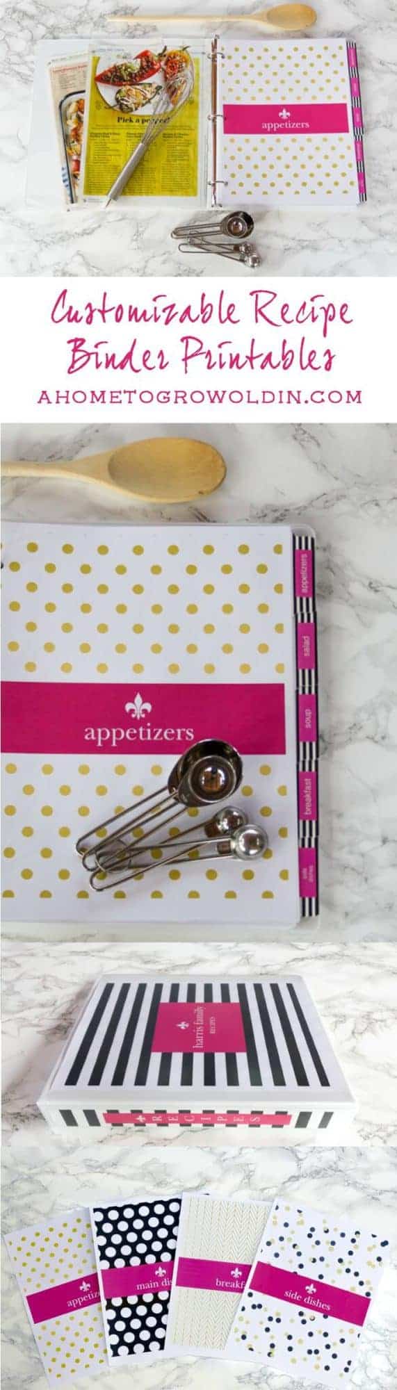 Check out these free Kate Spade inspired recipe binder printables! I love that they can be customized with your name and will help keep all your recipes organized in one place. What a great help when it comes to weekly menu planning!