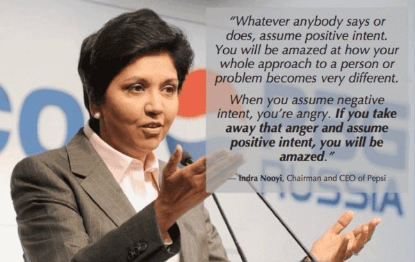 The Ultimate Workplace Praise Guide: How to be More Positive at Work and Give More Praise to Your Team 25 how to be more positive positivity praise Indra Nooyi positive intent