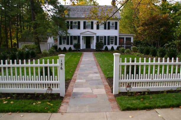 rich bluestone front walkway landscaping idea