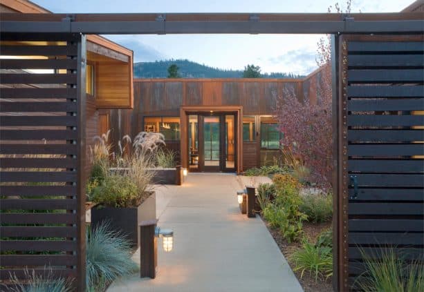 concrete front walkway landscaping idea with finer finish