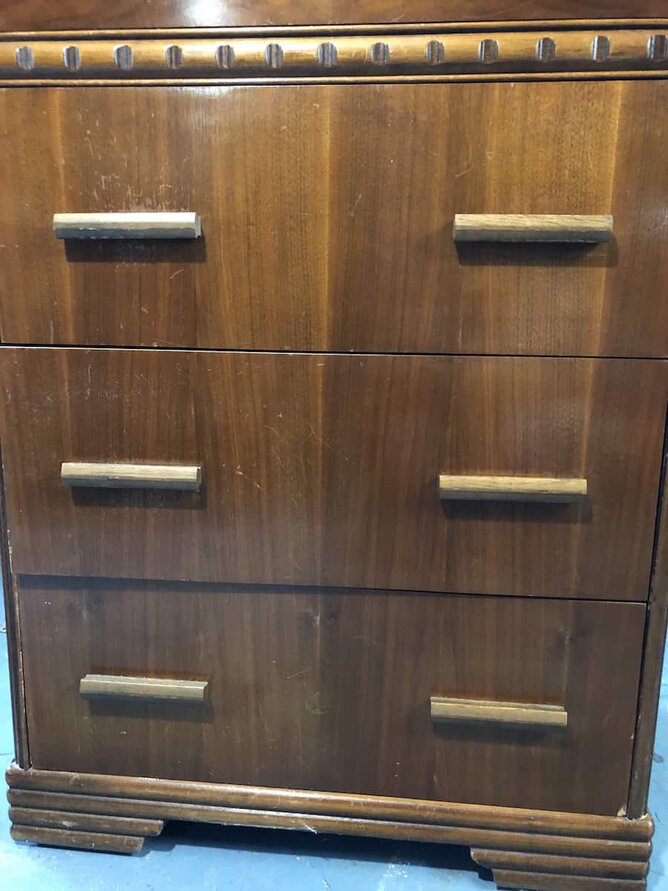 waterfall dresser makeover art deco veneer