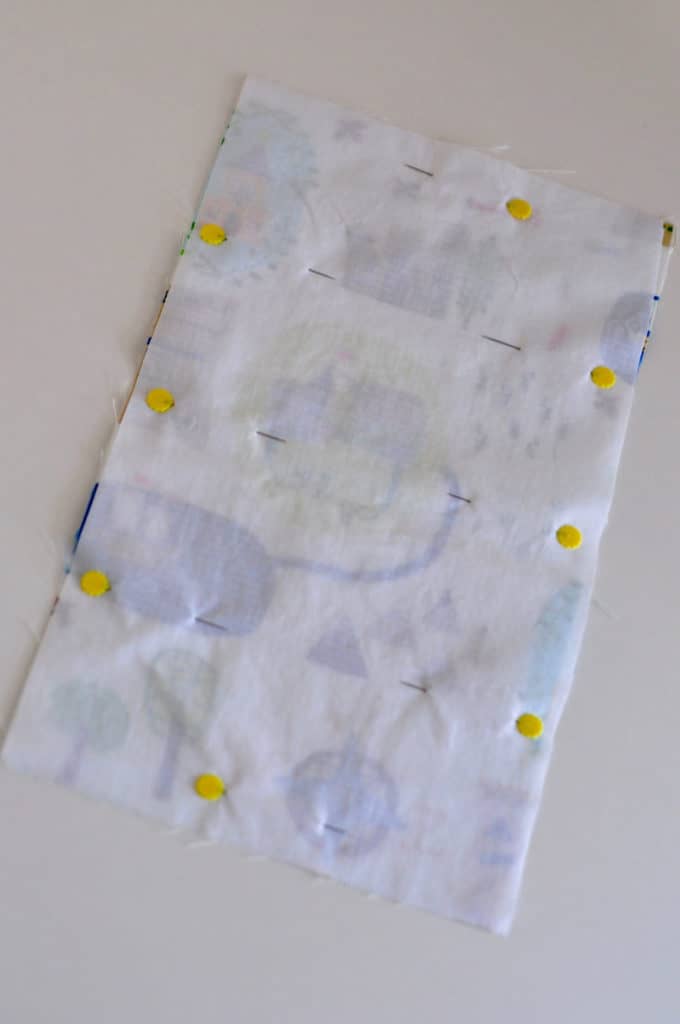fabric has been pinned right sides together.