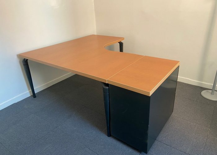 Image annonce: Bureau Angle Samas avec caisson 3 tiroirs