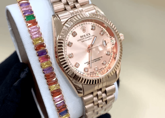 Image annonce: Montre rolex avec gourmette acier inoxydable