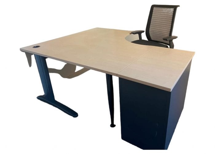 Image annonce: Bureau d’angle 160x200cm avec caisson 3 tiroirs