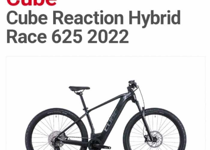 Image annonce: Velo electrique 29 taille M CUBE REACTION 2022