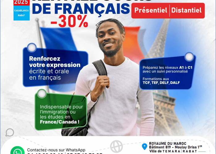 Image annonce: Rentrée 2025-2026-Cours de Français Langue Étrangère (FLE) – France – Canada
