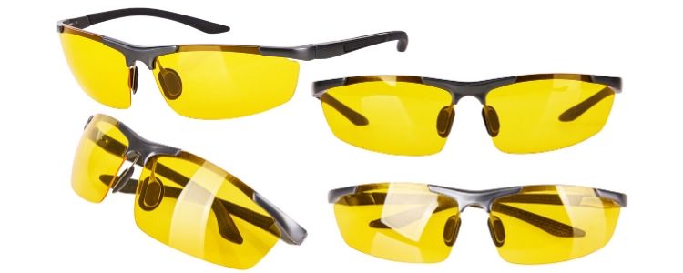 four night driving glasses in white background
