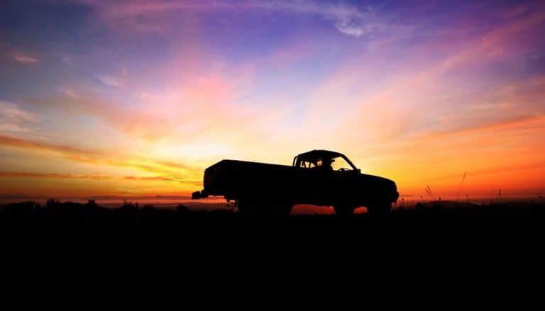 truck with sunset background