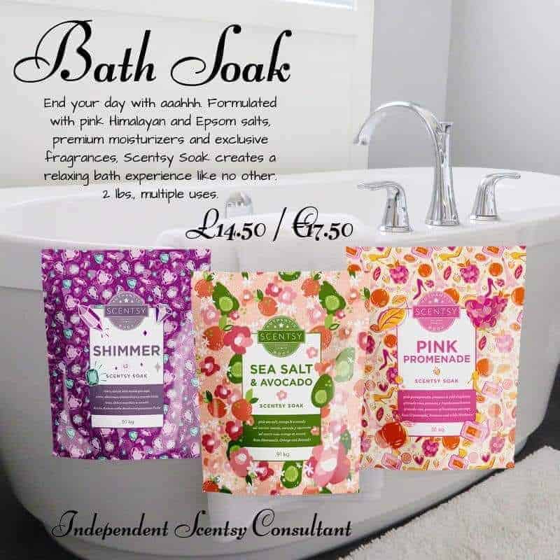 scentsy soaks - now on sale in UK, Ireland, Spain, Nederland, France