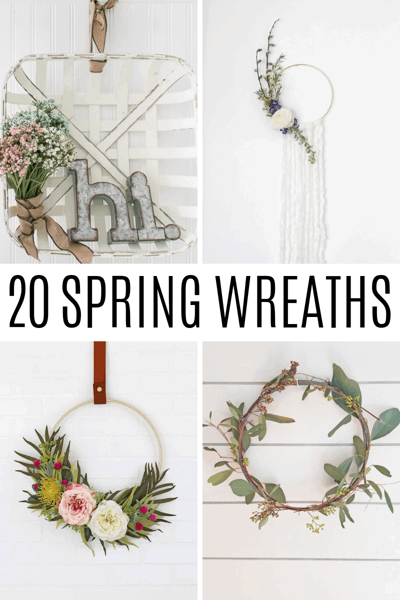 graphic for round up of spring wreaths for a front door