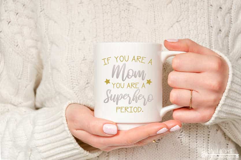 mug with superhero mom svg design