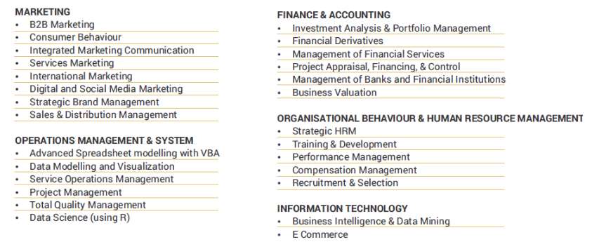 LBSIM MBA Part-Time Electives