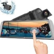 rear view mirror in a car with backup camera