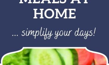 Pinterest pin, image is of a plate of salad. Text overlay says, "5 Time-Saving Tricks for Healthy Meals at Home: click for tips!"