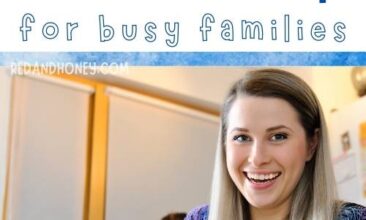 pinnable image with post title and an image of a woman holding two plates of quick and easy fod