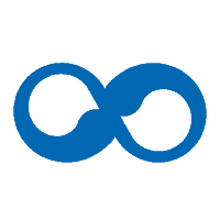 Infinity symbol with chat bubbles inside