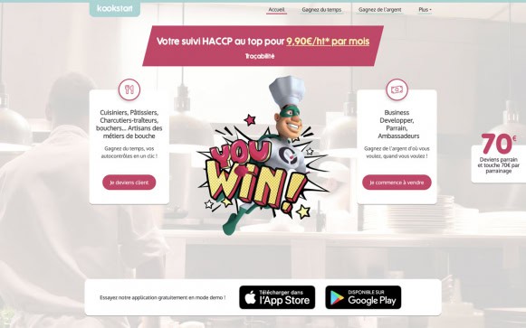 Capture d'écran du site Kookstart