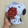 Archivo para recortar y armar caja en forma de snoopy con rosas san valentin