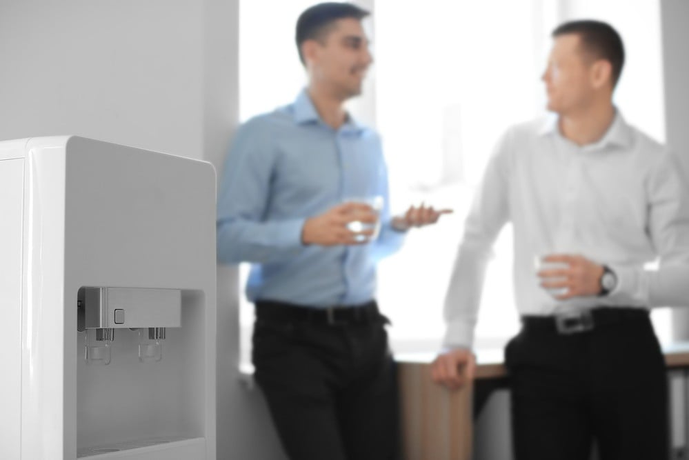 Staff in office breakroom