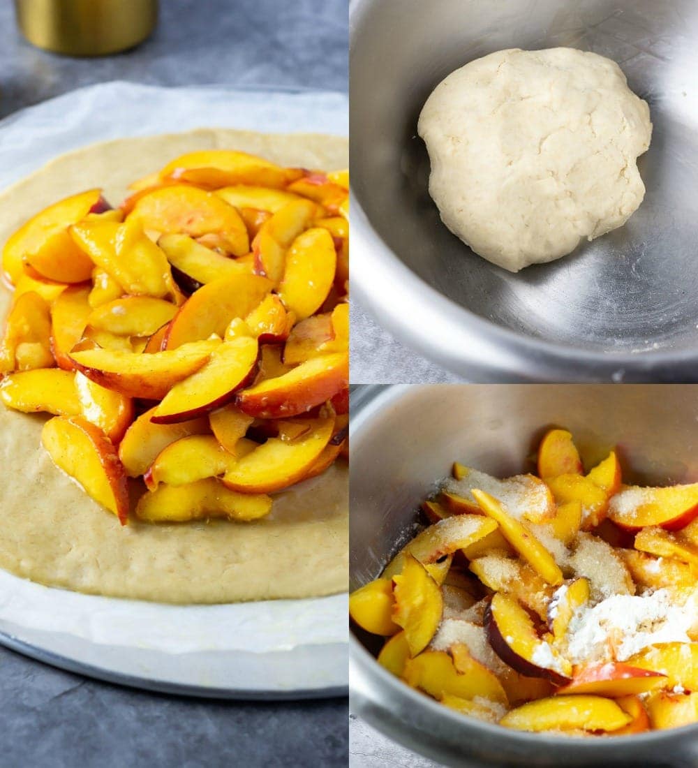 Steps for making peach galette