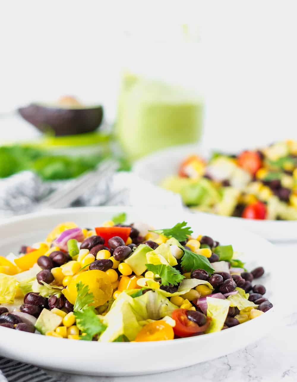 Southwestern Salad with Avocado Dressing, Vegan., Gluten-Free