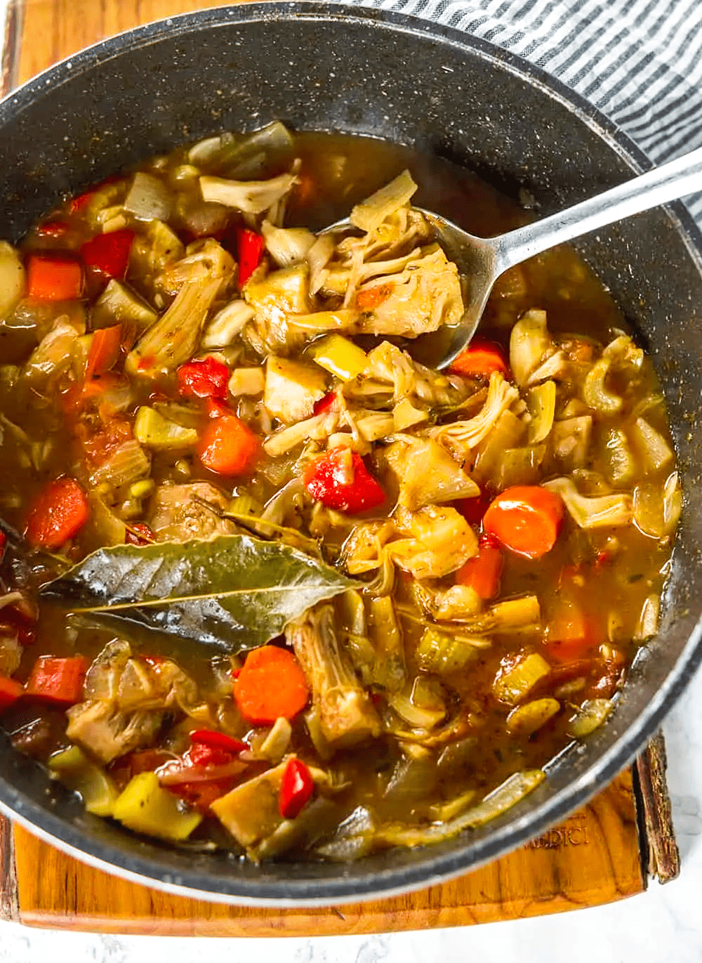Vegan Jackfruit Stew in Pot