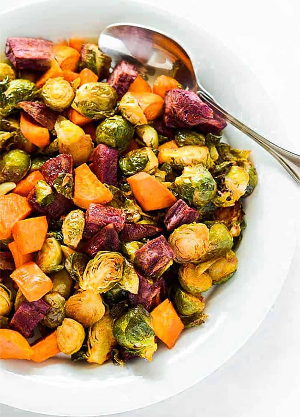 Maple Roasted Brussels Sprouts And Sweet Potatoes
