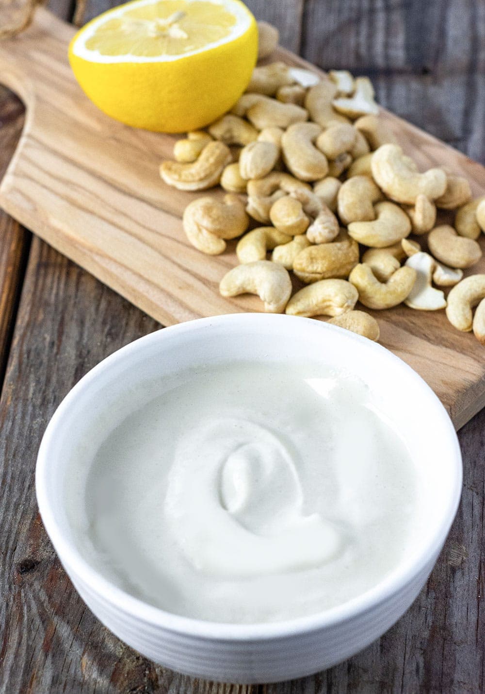 Vegan Sour Cream recipe in white bowl